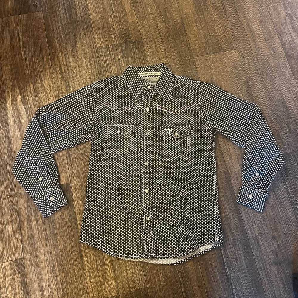 Cowgirl Hardware Black and White Polka Dot Button Up